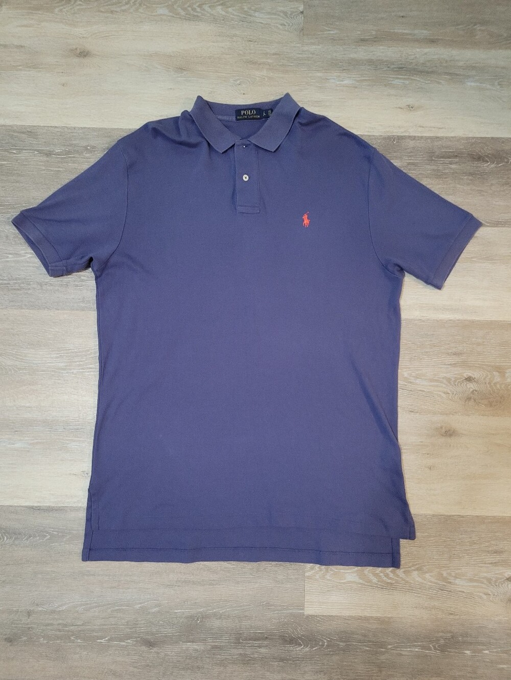 Blue Polo Ralph Lauren 100% Cotton Polo Preppy Business Casual Short Sleve L